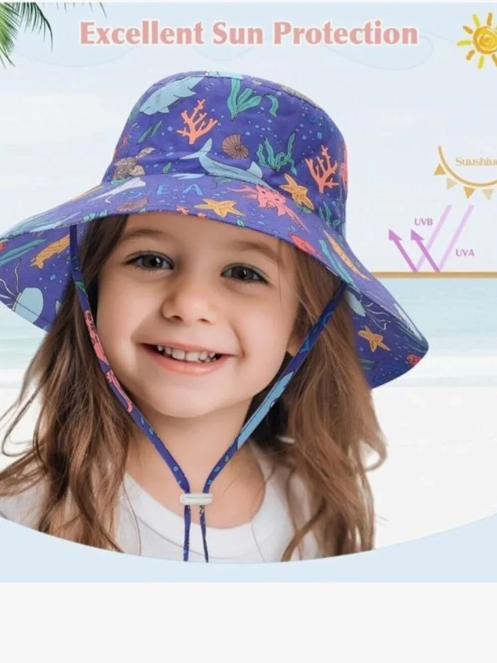Dinosaur Baby Sun Hat, Outdoor Beach Swim Bucket Hat, Adjustable Wide Brim 1-2T